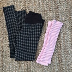 Pink Leg warmers + ULTRA-LIFT SHAPING BLACK LEGGINGS 80s leg warmers bundle